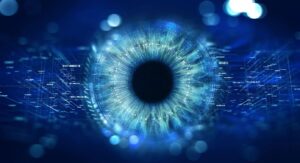 a digital screen and eye illustration