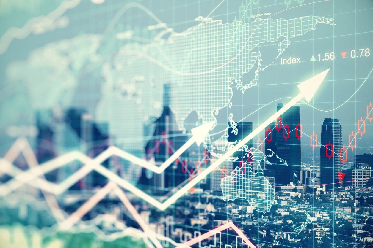 a digital screen of graph arrows
