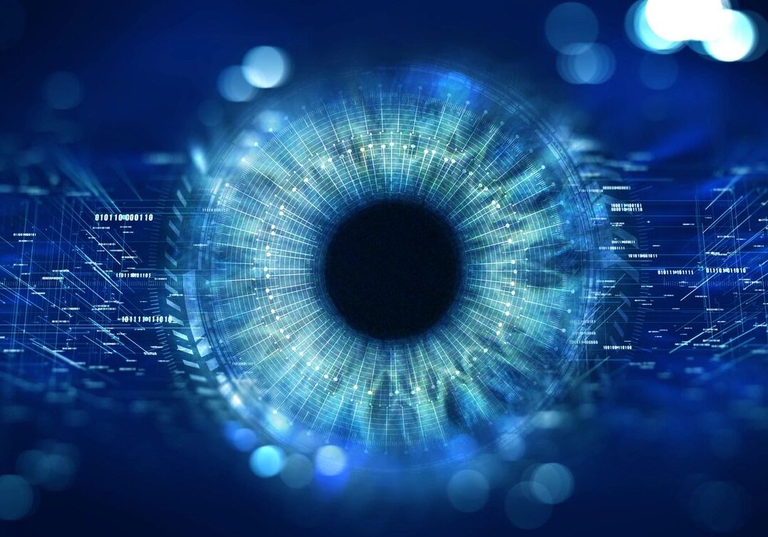 a digital screen and eye illustration