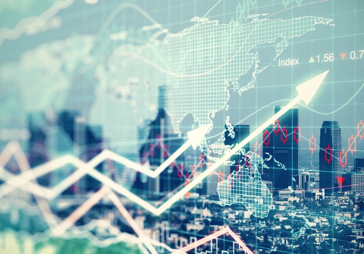 a digital screen of graph arrows